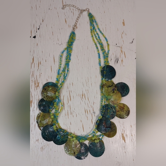 Multistrand Necklace Seed Beads and Shell Beads Boho Beaded Jewelry Cottage - Picture 6 of 6